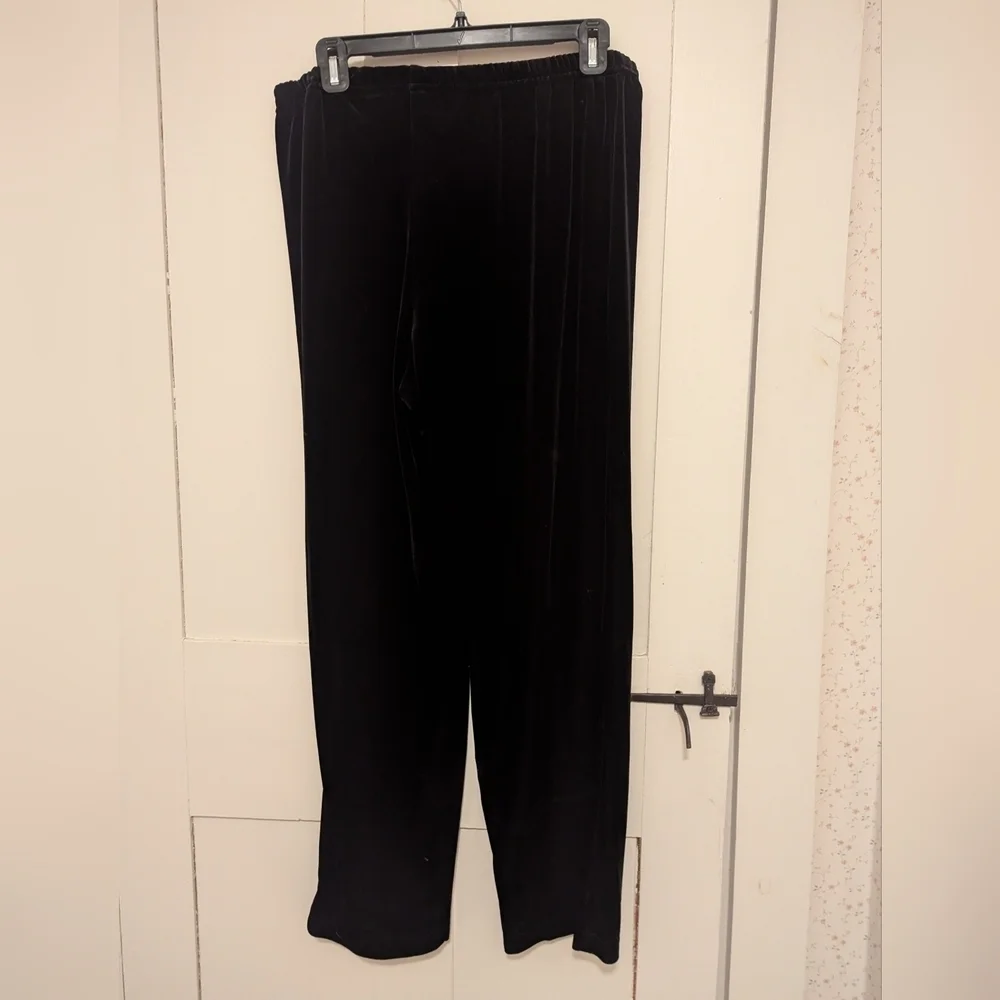 🖤 Sheri Martin Black Velvet pants elastic waist 14 petite comfortable stretch